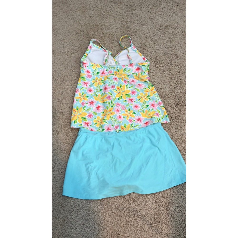 Crown & Ivy Tankini Swimsuit Blue Floral Women's Size M - Picture 3 of 9